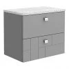 Venice Abstract 600mm Grey Vanity Unit - Wall Hung 2 Drawer Unit with White Worktop & Chrome Handles 2 Venice Abstract 600mm Grey Vanity Unit - Wall Hung 2 Drawer Unit with White Worktop & Chrome Handles -Countertop Vanity Units Sales VWH6GREWHI n p