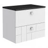 Venice Abstract 600mm White Vanity Unit - Wall Hung 2 Drawer Unit with Black Worktop & Chrome Handles -Countertop Vanity Units Sales VWH6WHIBLK n prod