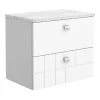 Venice Abstract 600mm White Vanity Unit - Wall Hung 2 Drawer Unit with White Worktop & Chrome Handles -Countertop Vanity Units Sales VWH6WHIWHI n p