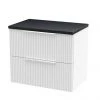 Venice Fluted 600mm White Vanity Unit - Wall Hung 2 Drawer Unit with Black Worktop & Chrome Handles 2 Venice Fluted 600mm White Vanity Unit - Wall Hung 2 Drawer Unit with Black Worktop & Chrome Handles -Countertop Vanity Units Sales VWH6WTBLKWT m