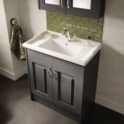 York Traditional Dark Grey Bathroom Basin Unit (820 x 480mm) -Countertop Vanity Units Sales Y8DGRY d2 460